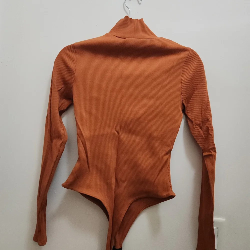 Lulu's Rust Ribbed Bodysuit - Picture 2 of 2